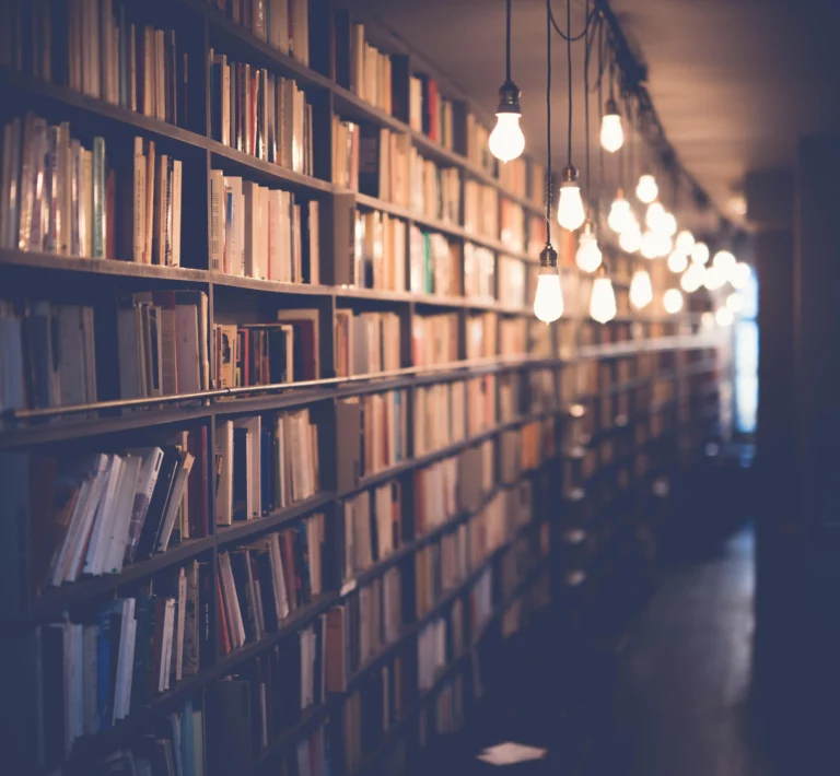 row of book shelves