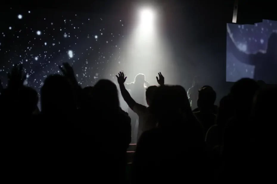 image of nightclub crowd watching band