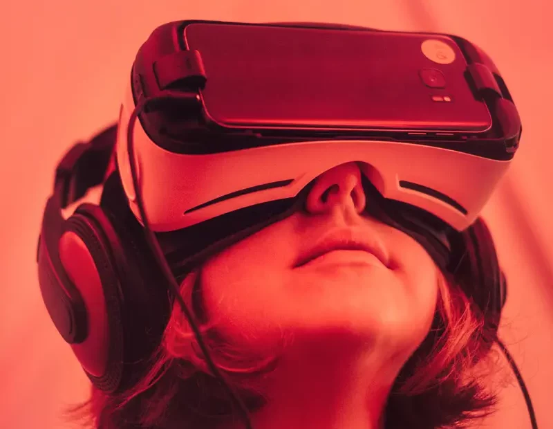 young person wearing VR headset