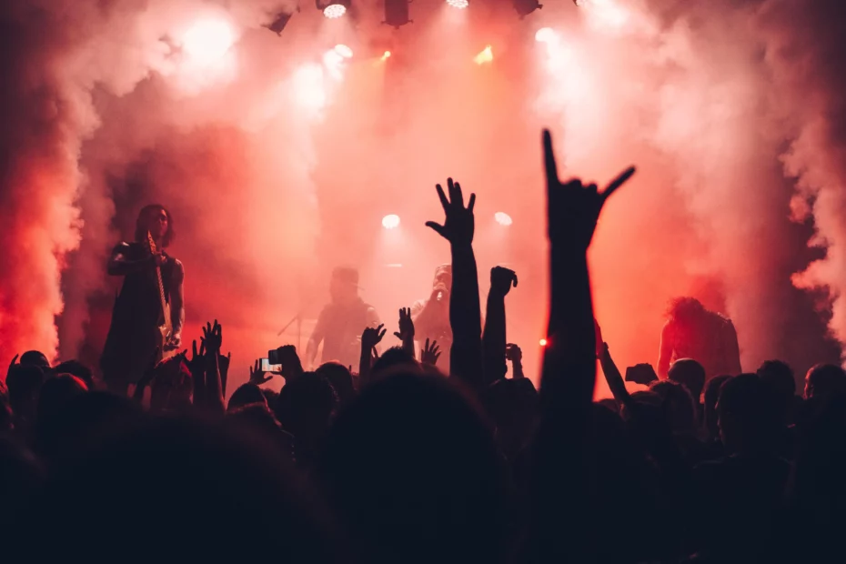 concert crowd watching band on stage