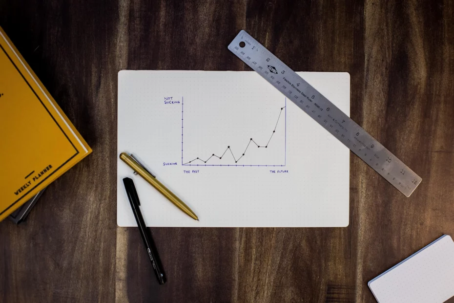 ruler pens laid on sheet of paper with chart drawn