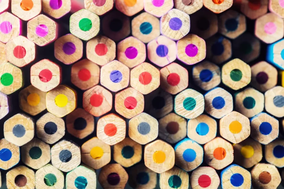 stack of coloured pencils